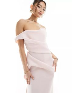 ASOS DESIGN premium one shoulder sculpted maxi dress in pink | ASOS Pink Shop, Cocktail Dress Formal, Winter Party Dress, Long Sleeve Floral Dress, Satin Slip Dress, Active Wear Leggings, Floral Dress Black, Workwear Dress, Spring Dresses