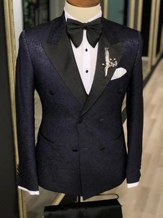 Abboud Navy Blue Embroidery Tuxedo – brabion Tuxedo Double Breasted, Navy Blue Embroidery, Dinner Jackets, Tuxedo Colors, Afghani Clothes, Slim Fit Tuxedo, Pinterest Ideas, Tuxedo Wedding, Pinstripe Suit