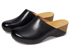 Dansko Talulah - Women's Shoes : Black Milled Burnished : The lightweight Dansko Talulah Clogs are ideal footwear that offers long-lasting durability. This shoe has received the American Podiatric Medical Association (APMA) Seal of Acceptance for promoting good foot health. Leather upper. Cow leather lining and insole. APMA certified. Slip-on style. Round toe design. PU midsole. Rubber outsole. Imported. Measurements: Heel Height: 2 1 5 in Weight: 1 lb 1.6 oz Platform Height: 9 10 in Product mea Black Shoes Women, Foot Health, Clogs Shoes, Toe Designs, Shoes Black, Product Reviews, Cow Leather, Me Too Shoes, Women's Shoes