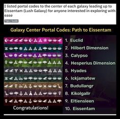 an image of the galaxy portal code for each path leading up to esentam