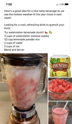 a blender filled with pink liquid next to other ingredients