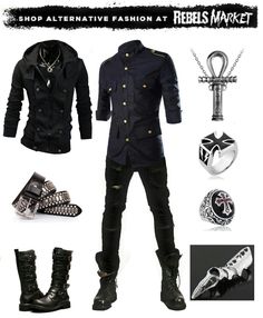 Outfit Male Alternative Fashion, Goth Mens Fashion, Gothic Fashion Men, Outfits Male, Slytherin Fashion, Punk Fashion Diy, Punk Style Outfits, Guys Clothing Styles, Fashion Suits For Men