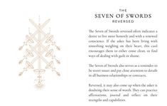 an image of a page from the seven of swords, with text in gold and white