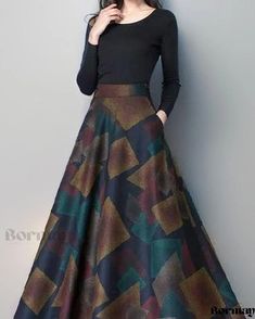 Bormay - Stylish and Sophisticated Womens Printed Mid-Length Knitted Skirt for Casual Ensembles Middie Skirt, Long Skirt Winter, Maxi Skirt Winter, Winter Maxi, Tassel Skirt, Long Skirt Fashion, Long Skirt Outfits, Kurtis With Pants, Womens Maxi Skirts