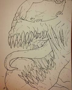 a drawing of a dinosaur with sharp teeth