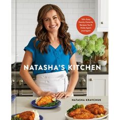 a woman standing in front of plates of food on a kitchen counter with the title, nathan's kitchen