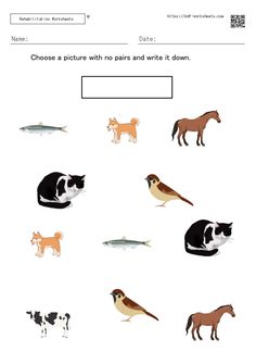 the animals and birds are shown in this worksheet