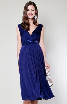 Anastasia Maternity Dress Short (Eclipse Blue) by Tiffany Rose Vestido Color Lila, Maternity Dress Wedding Guest, Pregnant Party Dress, Blue Maternity Dress, Maternity Evening Dress, Nursing Friendly Dress, Tiffany Rose, Maternity Bridesmaid Dresses, Below The Knee Dresses