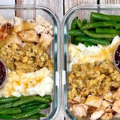 two plastic containers filled with different types of food