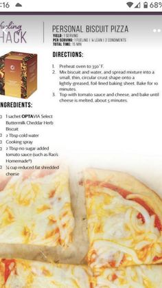 an advertisement for a personal pizza with instructions on how to make it in the oven