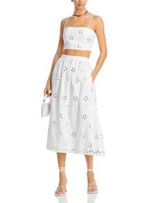 Rhode Aaron Mirror Eyelet Midi Skirt White Mirror, White Crop Top, Women Skirts Midi, Rhodes, Cropped Top, White Skirts, Crop Tops Women, Midi Skirt, Daisy