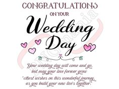 congratulations on your wedding day with hearts