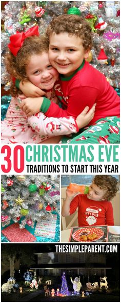 the cover of christmas eve, with photos of children hugging each other