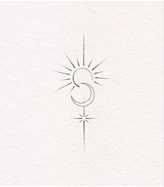 a drawing of the letter s with a sun in the middle and stars around it