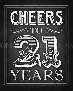 cheers to twenty years written in chalk on a blackboard