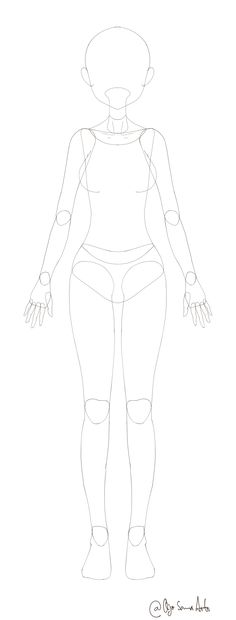 a drawing of a woman's body with hands on her hips and legs spread out