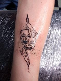 a tattoo on the arm of a person with a knife in it's hand