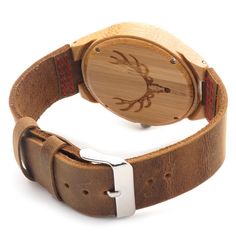 Bobobird RT0459 Mens Quartz Buck Deer Head Design Luxury Wooden Bamboo Watches With Leather Band Item Type: Quartz WristwatchesCase Material: Wooden Bamboo Dial Window Material Type: HardlexDial Material Type: ResinWater Resistance Depth: 30 mMovement: QuartzDial Diameter: 4.5 cmBand Width: 20mmClasp Type: BuckleGender: MenStyle: Limited EditionDial Display: Analog Case Shape: RoundBand Material Type: LeatherBand Length: 24 cmBoxes & Cases Material: woodenProduct Description Casual Watches Gift, Gift Brown Leather Strap Watches, Brown Leather Strap Watch As Gift, Outdoor Brown Watch With Leather Strap, Outdoor Brown Leather Strap Watches, Brown Outdoor Watches, Brown Outdoor Watch With Round Dial, Adjustable Round Dial Watches For Outdoor, Leather Strap Watches As Gifts