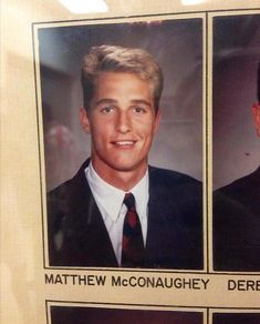 an old photo of two men in suits and ties with the same name on them