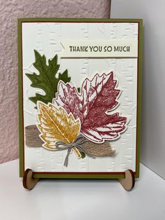 a handmade thank you so much card with leaves