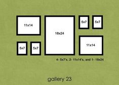 the size and width of an area with four rectangles on each side, including two