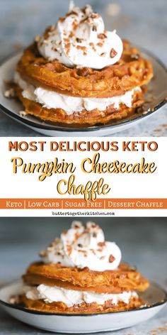 the most delicious keto pumpkin cheesecake with whipped cream on top