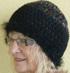 Black Crochet Original Women Designer Winter by hatsbyanne1942 Black Crochet Hat, Crochet Hat Women, Eyelash Yarn, Unique Women, Unique Hats, Bohemian Accessories, Black Beanie, Hat Women, Gulf Shores