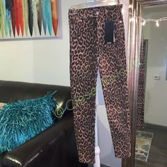 Cute Printed Jeans. Size: 26 (Us 2) High Rise Leopard Print Bottoms For Fall, Trendy High Rise Leopard Print Bottoms, Trendy High-rise Leopard Print Bottoms, Fitted High Rise Leopard Print Bottoms, Fitted High-rise Leopard Print Bottoms, Cheetah Print Pants, Print Pants, Printed Jeans, Printed Pants