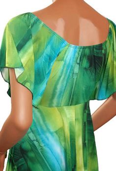 Plus Size Tops - Blouses | Emerald V-Neck Top | Made In USA | Funfash Fitted Tie Dye Top For Vacation, Green Chiffon V-neck Top, Green Tropical V-neck Top, Multicolor Flowy V-neck Tops, V-neck Rayon Top With Ruffles, Empire Waist Tops, Vibrant Print V-neck Tunic, Clothing Brands, Tie Dye Print