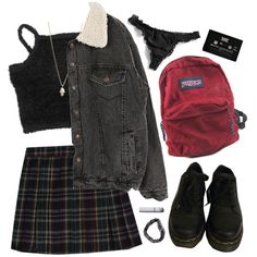 "all apologies" by grimess on Polyvore Doc Martens Outfit, Grunge Goth, Moda Vintage, Plaid Skirt, Doc Martens, Visual Kei, Audrey Hepburn