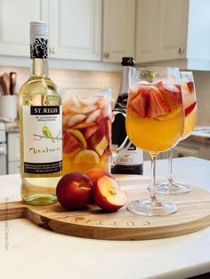 Spicy Peach Sangria with Non-Alcoholic Wine | Some Good Clean Fun Sangria Ingredients, Non Alcoholic Wine, Peach Syrup, Peach Slices, Canned Peaches, Best Cleaning Products