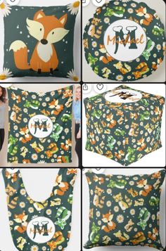 the instructions for how to make a fox pillow with an applique on it