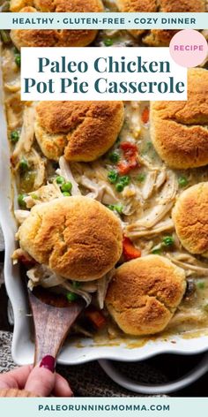 chicken pot pie casserole with text overlay