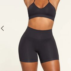 Skims Seamless Short. Color Is Eclipse. Seamless Athletic Shorts For Sports, Seamless Yoga Bottoms, Black Fitted Seamless Bottoms, Fitted Black Bottoms With Seamless Design, Sleek Black Seamless Activewear, Black Seamless Workout Shorts, Fuzzy Shorts, Mid Thigh Shorts, Black Lounge