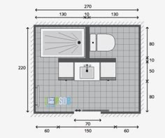 the floor plan for a small bathroom with a toilet and sink, along with a shower stall