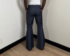 "Comfortable Men Flare Pants/Bell bottom  These flare Pants are designed to elevate your style and offer comfort These pants are crafted with attention to detail and made from high quality fabrics that fits exceptionally accurate with neat and durable stitching  Features: 🪡Material:Denim jeans  ✅ Trendy Flare design :Our pants feature a fashionable flare design that adds a touch of elegance to any outfit. width of this flare is 14\"  📏Perfect fit:We understand the importance of a flattering fi Retro Fitted Straight Leg Flares, Retro Fitted Full-length Flare Jeans, Retro Fitted Cotton Flares, Fitted Full-length Retro Flare Jeans, Fitted Full Length Retro Flare Jeans, Retro Fitted Wide Leg Flares, Retro Fitted Wide Leg Flare Pants, Men Flare Pants, Flare Pants Denim