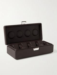 Scatola Del Tempo's watch boxes are a work of art. This version has been crafted in Italy from supple full-grain leather with four sections that are ergonomically designed to cradle each timepiece. Keep it displayed on your dresser so you can rotate through your favourites during the week. Brown Rectangular Watch Case For Formal Occasions, Brown Rectangular Case Watch Accessories For Formal Occasions, Formal Brown Watch Accessories With Rectangular Case, Classic Formal Watch Accessories With Case, Classic Formal Box Watch Accessories, Formal Leather Watch Accessories With Rectangular Case, Watch Box For Men, Mens Watch Box, Leather Watch Box