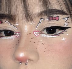 Cute Blush Makeup Looks, Xmas Makeup Looks, Hello Kitty Make-up, Drag Make-up, Hello Kitty Makeup, Cute Eye Makeup, Swag Makeup, Cool Makeup Looks