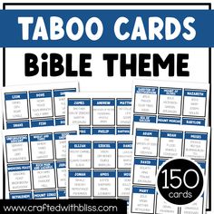 the printable table cards for tabo cards is shown in blue and white with black text