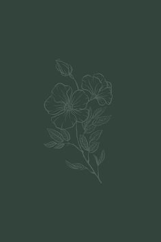 a black and white drawing of flowers on a dark green background with the words,