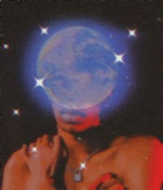 an image of a woman with the moon above her head and stars around her neck