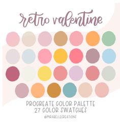 the retro valentine color palette is shown in different colors