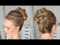 Double Lace Braid High Bun | Missy Sue - YouTube Classy Wedding Updos For Long Hair, Braid High Bun, 2016 Hair Trends, Missy Sue, Easy Updos For Long Hair, Easy Updo Hairstyles, Braided Bun Hairstyles, Lace Braid, Double Braid