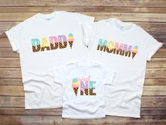 two t - shirts with the words daddy and me printed on them