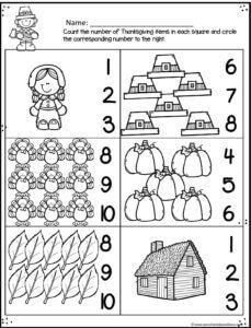 a worksheet with numbers and pictures to help students learn how to count the pumpkins