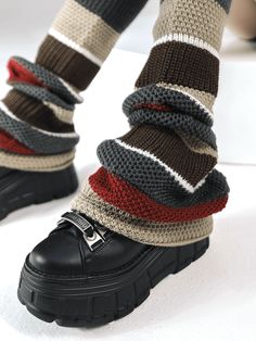 Material: Knit cotton chinlon Color: Contrast color Opening: 22-44cm elastic Length: 62cm Color Contrast, Knit Cotton, Leg Warmers, Contrasting Colors, Elastic, Knitting, Color