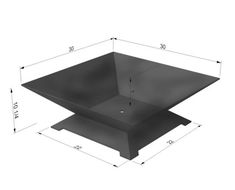 the height of a square fire pit is shown with measurements for the top and bottom