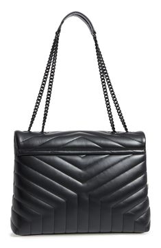 Matelassé quilting highlights the supple calfskin leather of a spacious shoulder bag detailed with black hardware, resulting in a chic, monochromatic palette. A divided interior and pull-through chain strap add convenience to the style. Style Name:Saint Laurent Medium Loulou Matelassé Leather Shoulder Bag. Style Number: 5500503. Available in stores. Luxury Quilted Leather Flap Bag, Luxury Quilted Flap Bag For Everyday Use, Business Leather Shoulder Bag With Quilted Detail, Business Quilted Leather Shoulder Bag, Quilted Leather Shoulder Bag For Business, Quilted Business Shoulder Bag, Luxury Quilted Leather Satchel, Luxury Quilted Satchel Bag, Ysl Handbags