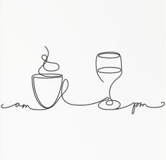 a drawing of two glasses with an apple on top and the word i am apr written in cursive writing