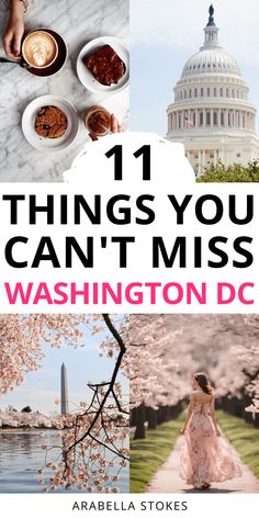 washington dc with the capitol building in the background and text that reads 11 things you can't miss washington dc